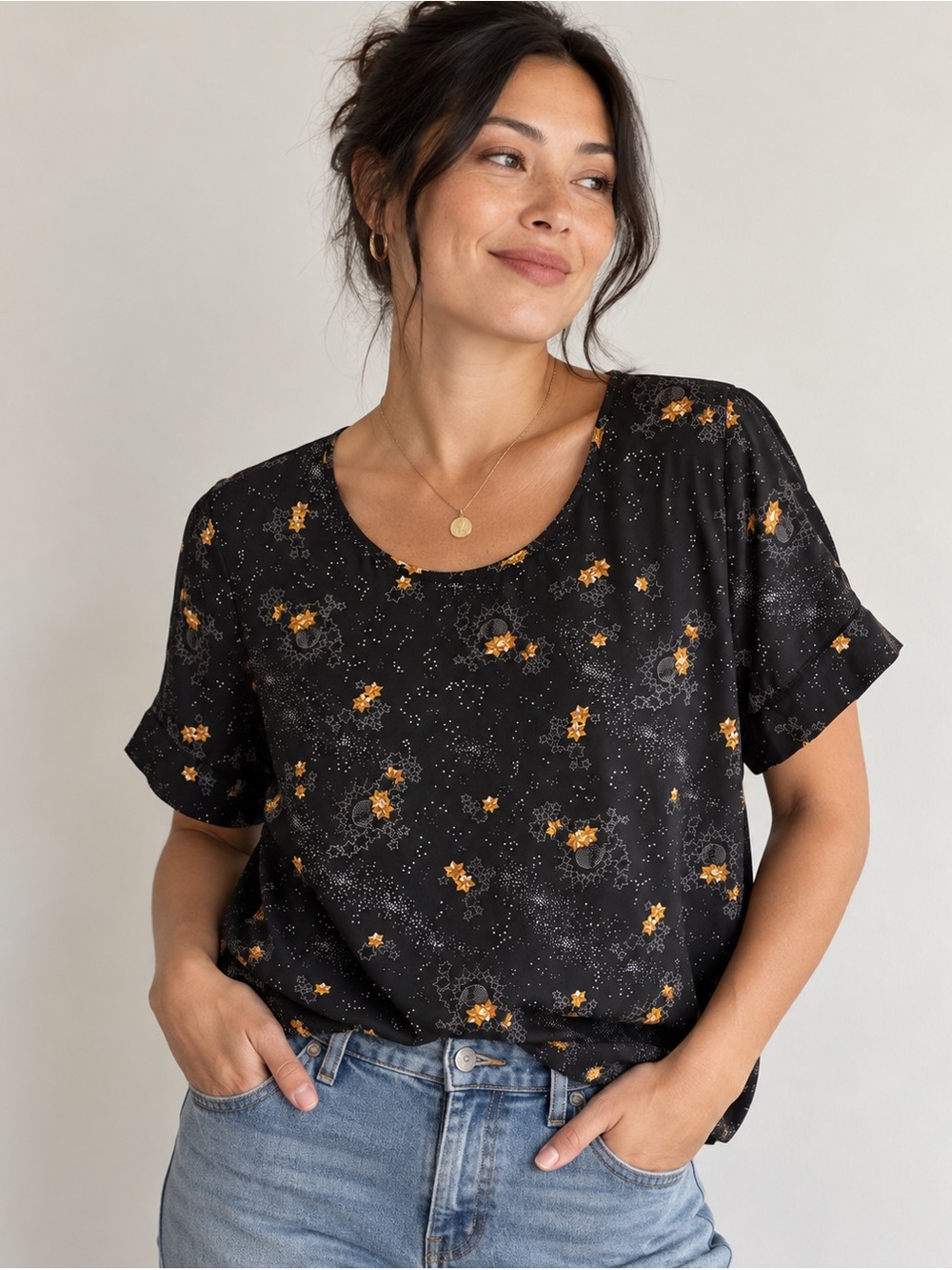 Scotch & Soda Celestial Star Print Blouse | Size Small